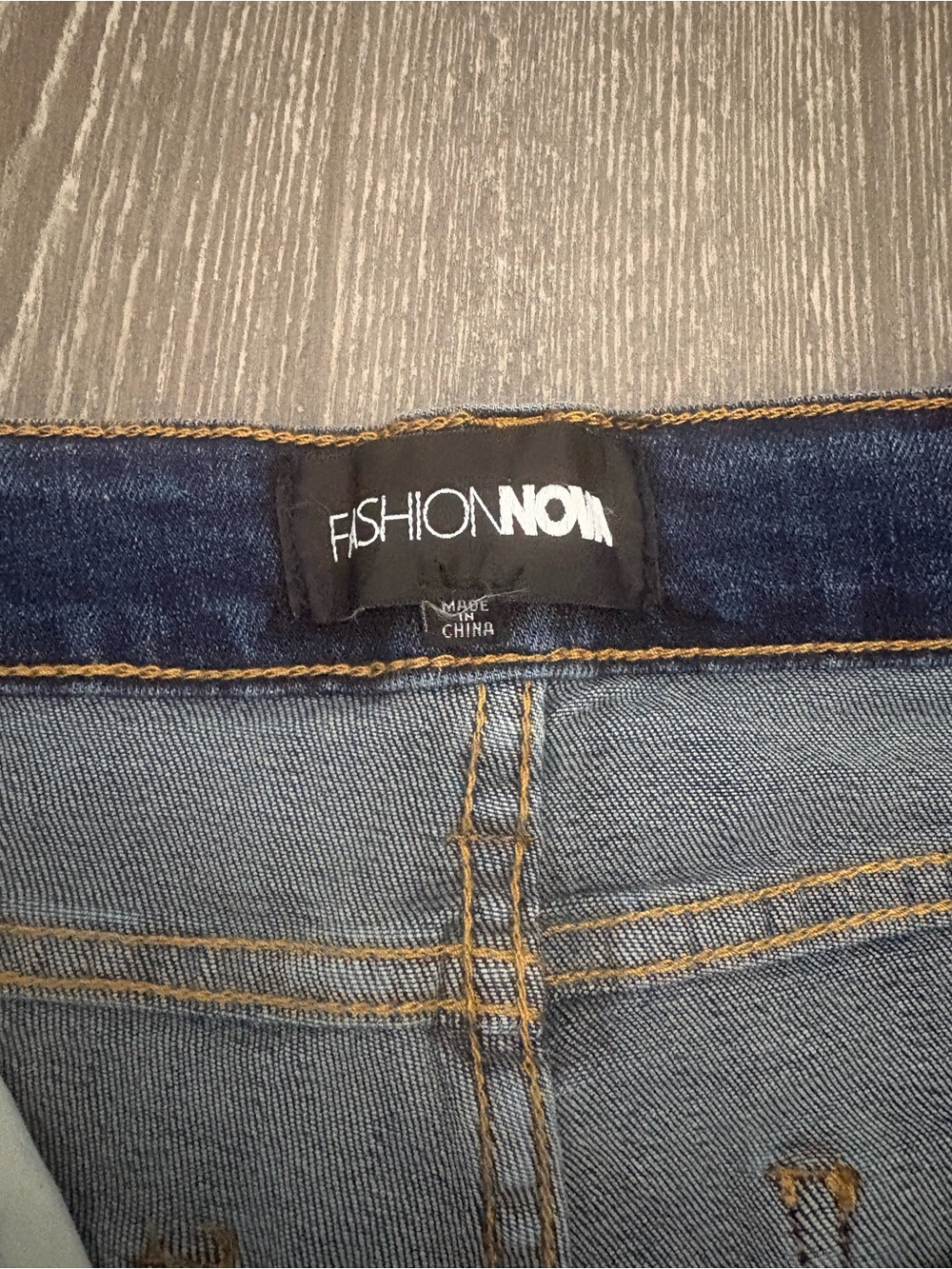 Fashion Nova Distressed Dark Blue Denim Jean Shorts - Picture 3 of 4